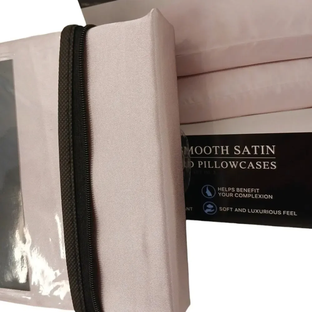 2 Pc Beautyrest STANDARD Satin Pillowcases Pastel MAUVE Silky Therapy Hair Skin